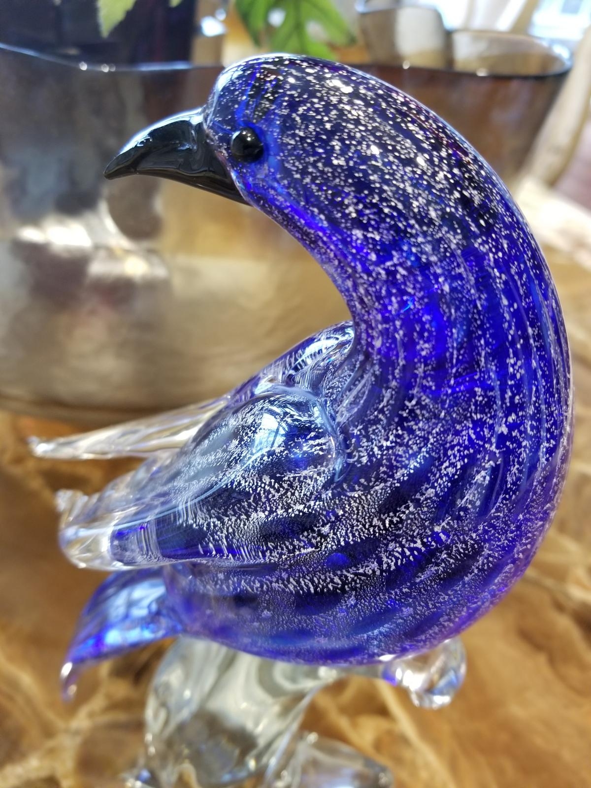 Murano Glass Silver/Cobalt Blue Bird