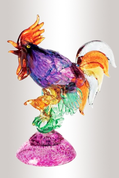 Mutano Glass Rooster Multicolor