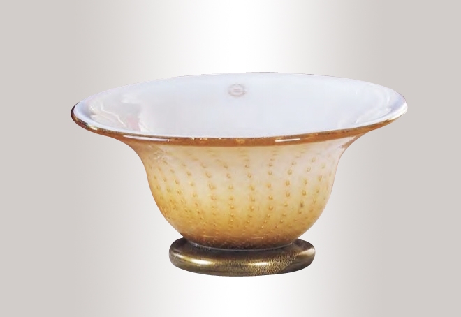 Murano Glass Amber And Gold Bowl