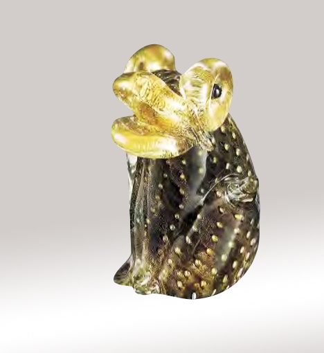 Murano Glass Black/Gold Frog