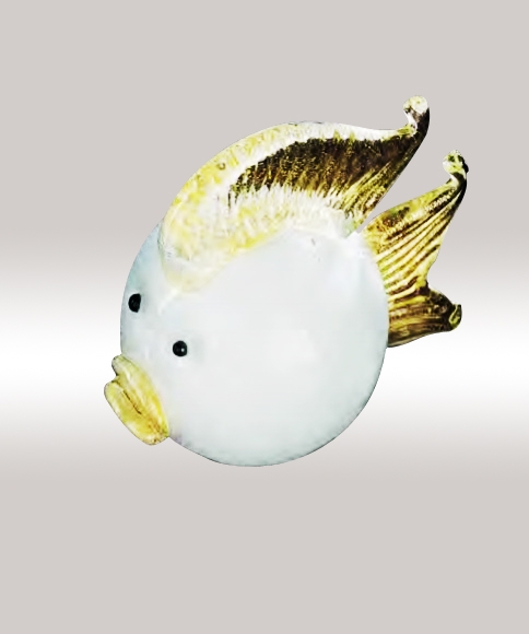 Murano Glass White/Gold Fish