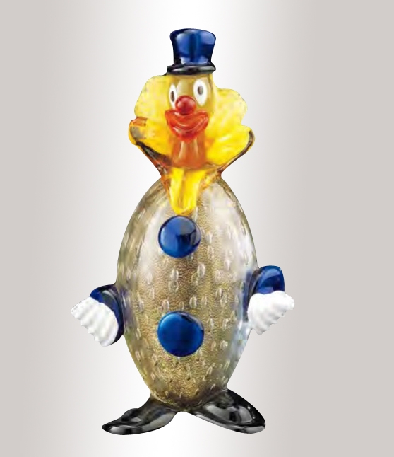 Murano Glass Clown With Blue Buttons
