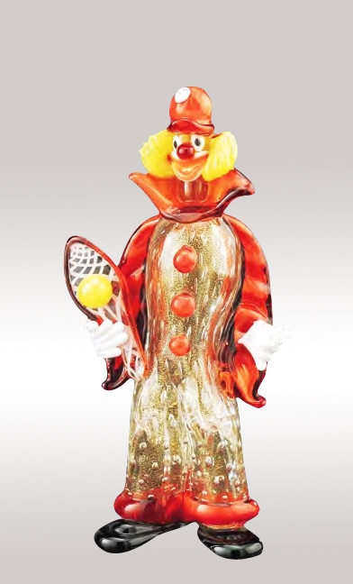 Murano Glass Clown With Tennis Racket