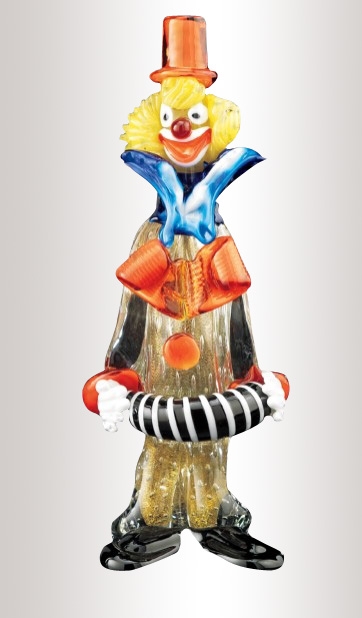 Murano Glass Multicolor Clown With Accordion