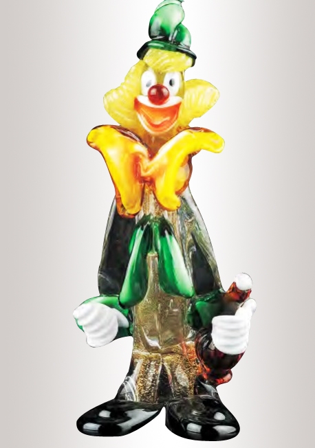 Murano Glass Multicolor Clown With Bottle