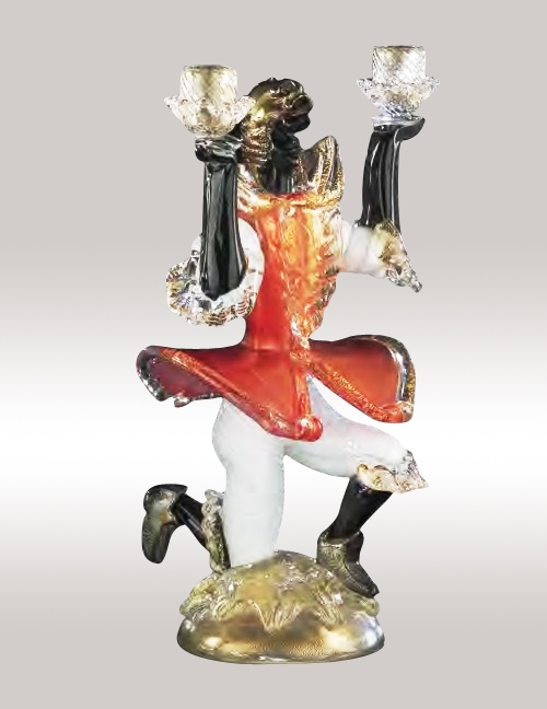 Murano Glass Red/Gold Candlestick