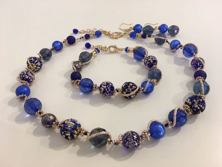 Maria Murano Glass Necklace Blue/Gold