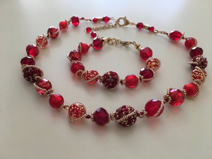 big necklace Red necklace murano glass necklace beaded necklace