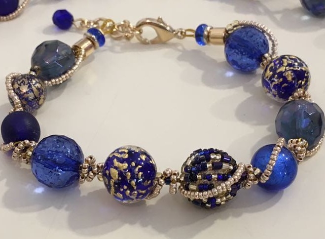 Mini Ocean Blue Glass Evil Eye Charm Bracelet | Dana Levy Ltd
