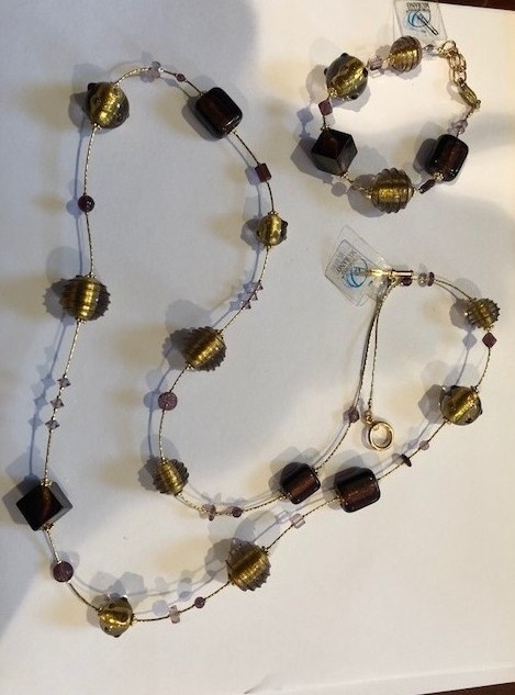 Murano Glass Bracelet Amethyst/Gold