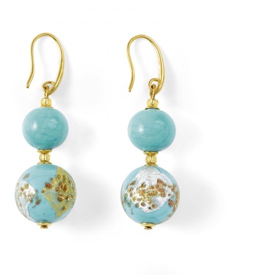 Murano Glass Earrings Light Blue With Angelite