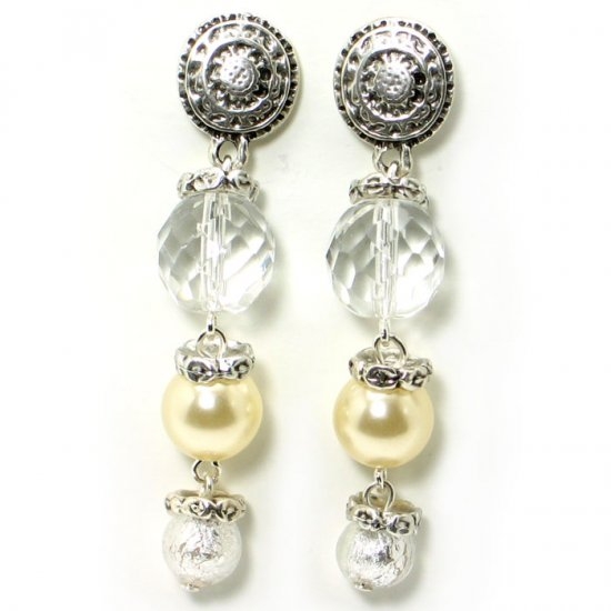 Murano Glass Earrings With Crystal Pearl