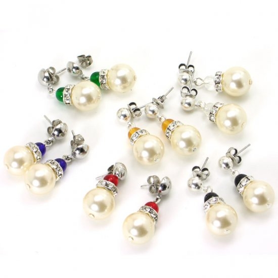 Murano Glass Pearl Earrings With Swarovski Crystal
