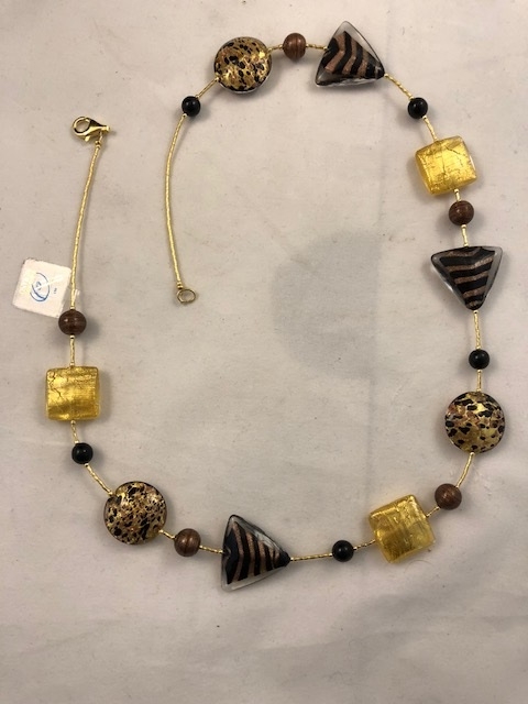 Murano Glass Necklace Black/Gold