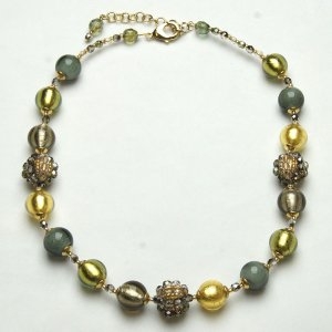 Murano Glass Beed Necklace Green
