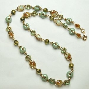 Murano Glass Necklace Long Green