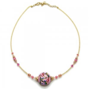 Murano Glass Necklace Pink