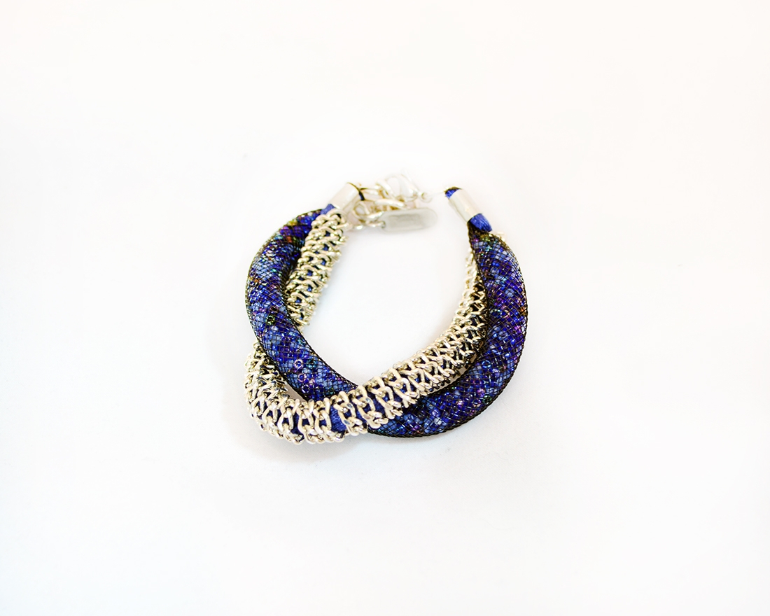 Astro blue murano glass necklace and bracelet