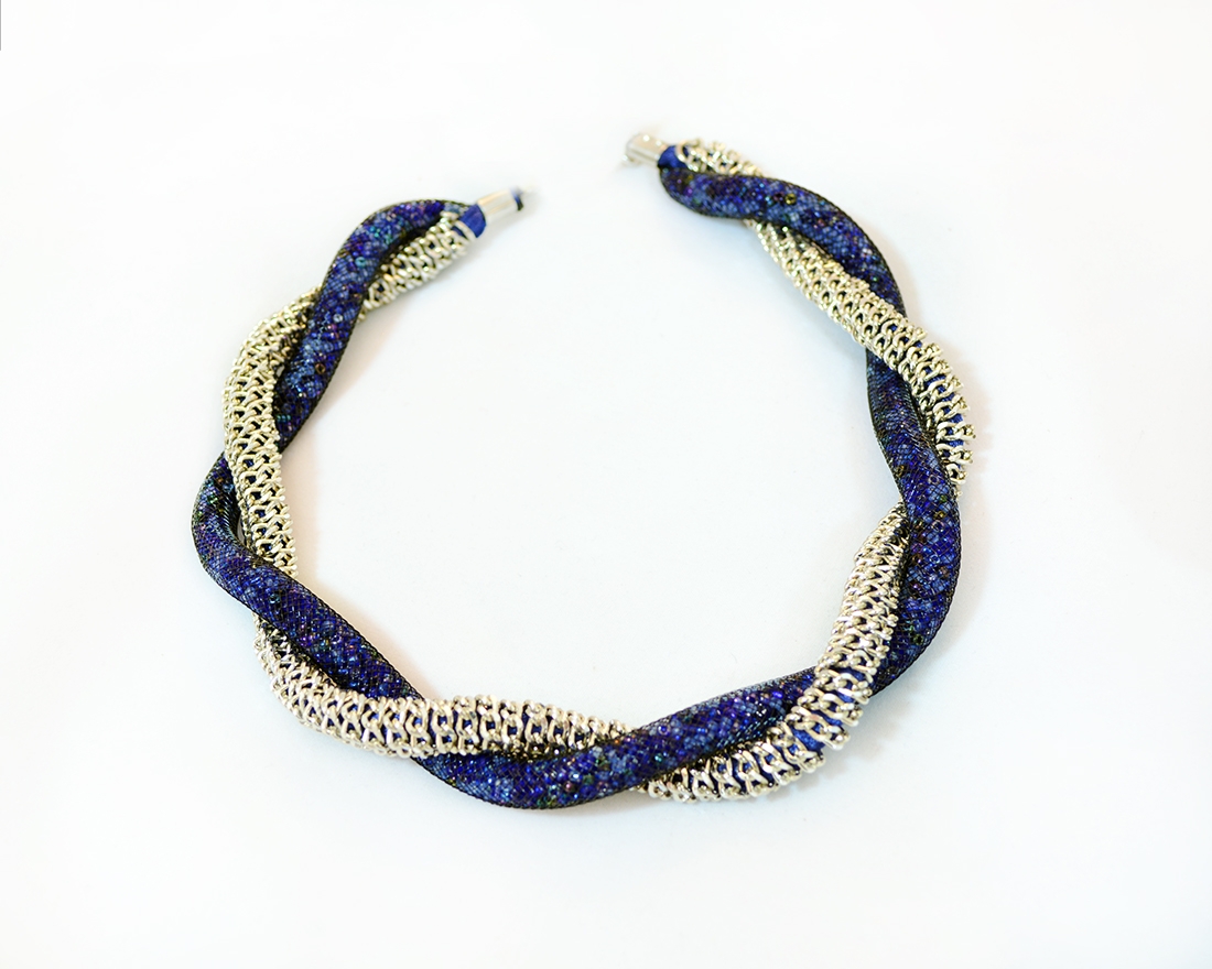 Astro blue murano glass necklace and bracelet