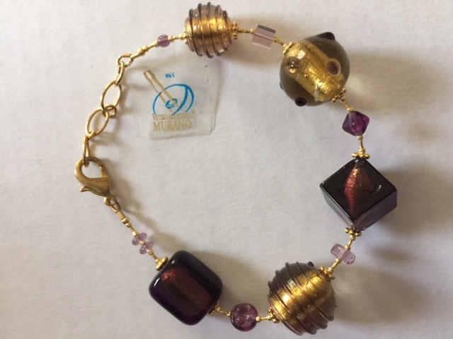 Murano Glass Bracelet Amethyst/Gold