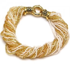 Murano Glass Bracelet White/Gold