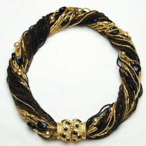 Angelica Murano Glass Necklace Black/Gold