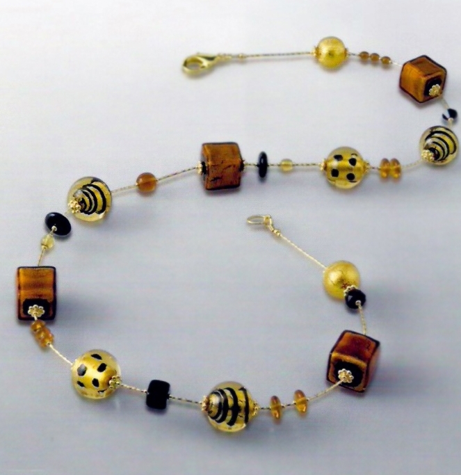 Beaded mix murano glass necklace