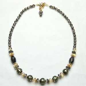 Murano Glass Necklace Gray