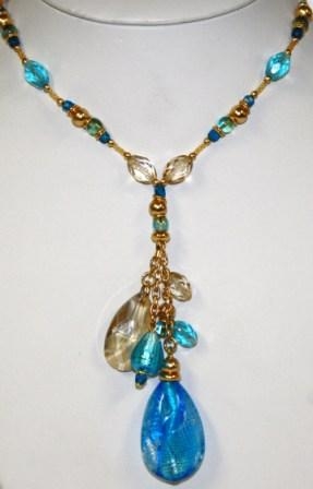 Murano Glass Necklace  Aqua