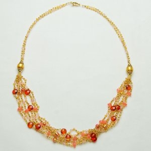 Royal Murano Glass Necklace Long Coral
