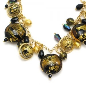 Vintage Charm Necklace Black/Gold