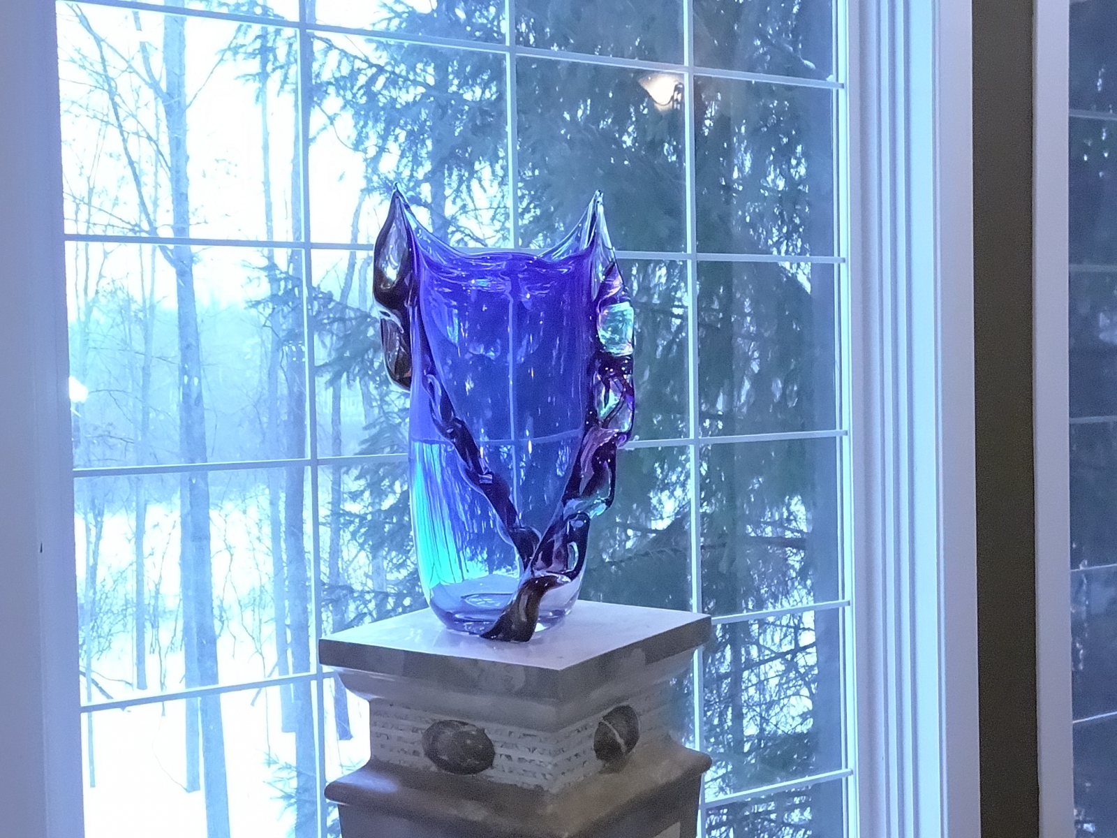 Magnificent Murano Glass Vase Blue