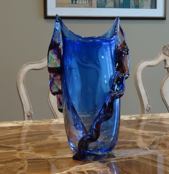 Magnificent Murano Glass Vase Blue