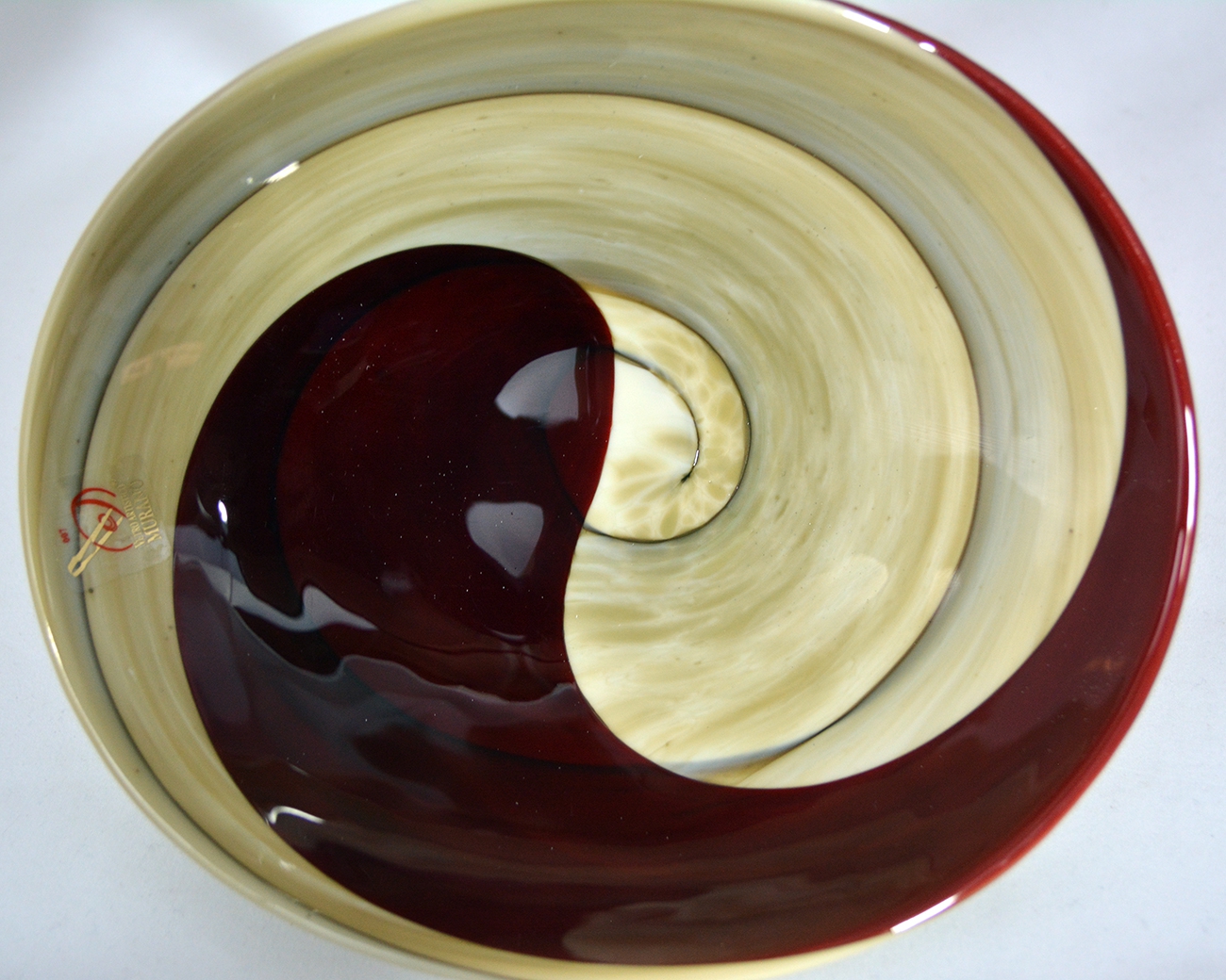 Beige and Red Striato Mignon Folded Bowl