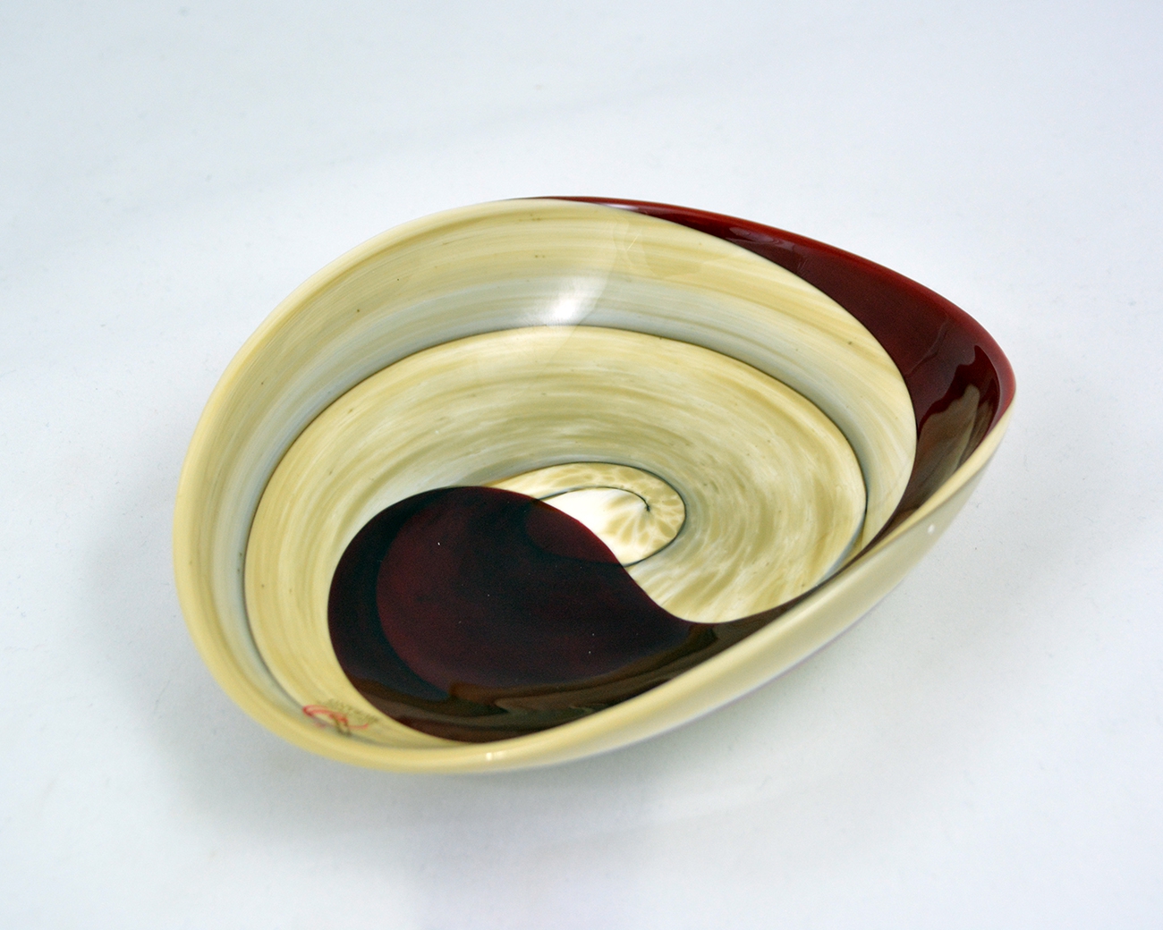Beige and Red Striato Mignon Folded Bowl