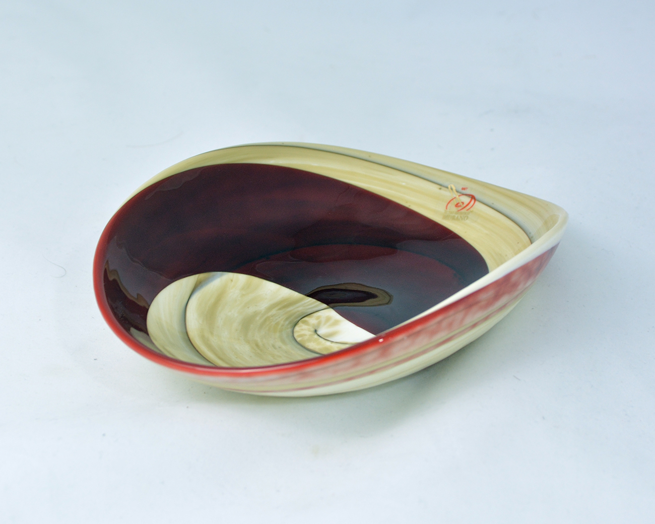Beige and Red Striato Mignon Folded Bowl