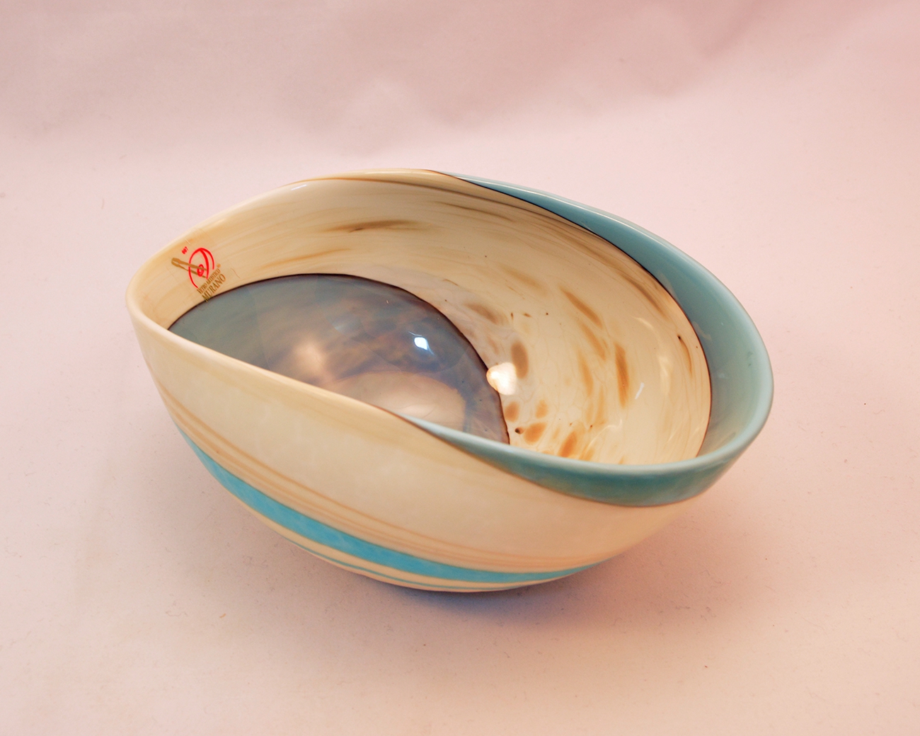 Mignon Marbled Ivory and turquoise folded bowl