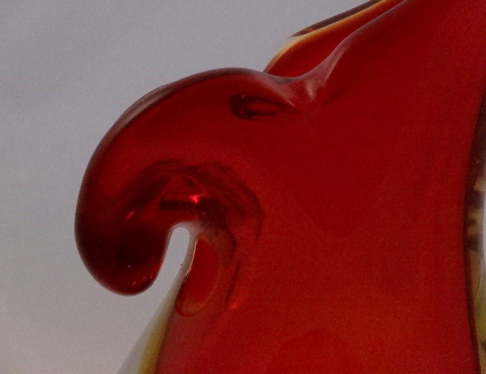 Murano Glass Red and Amber Mandoline Vase