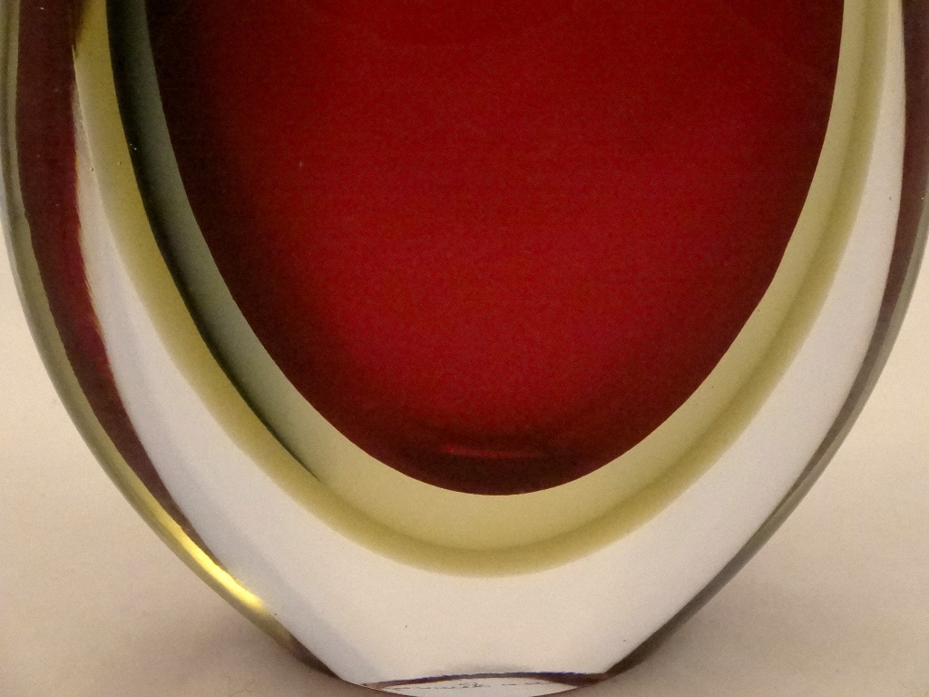 Murano Glass Vase Ruby smoke and amber