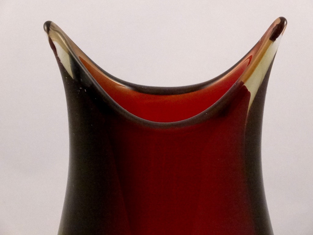 Murano Glass Vase Ruby smoke and amber