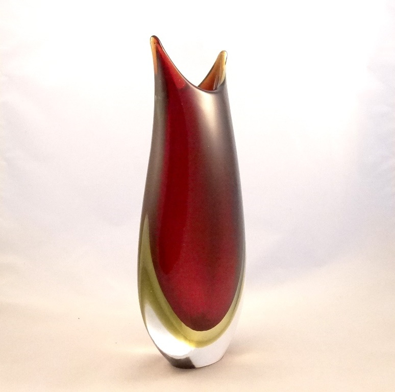 Murano Glass Vase Ruby smoke and amber