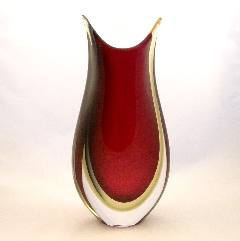 Murano Glass Vase Ruby smoke and amber