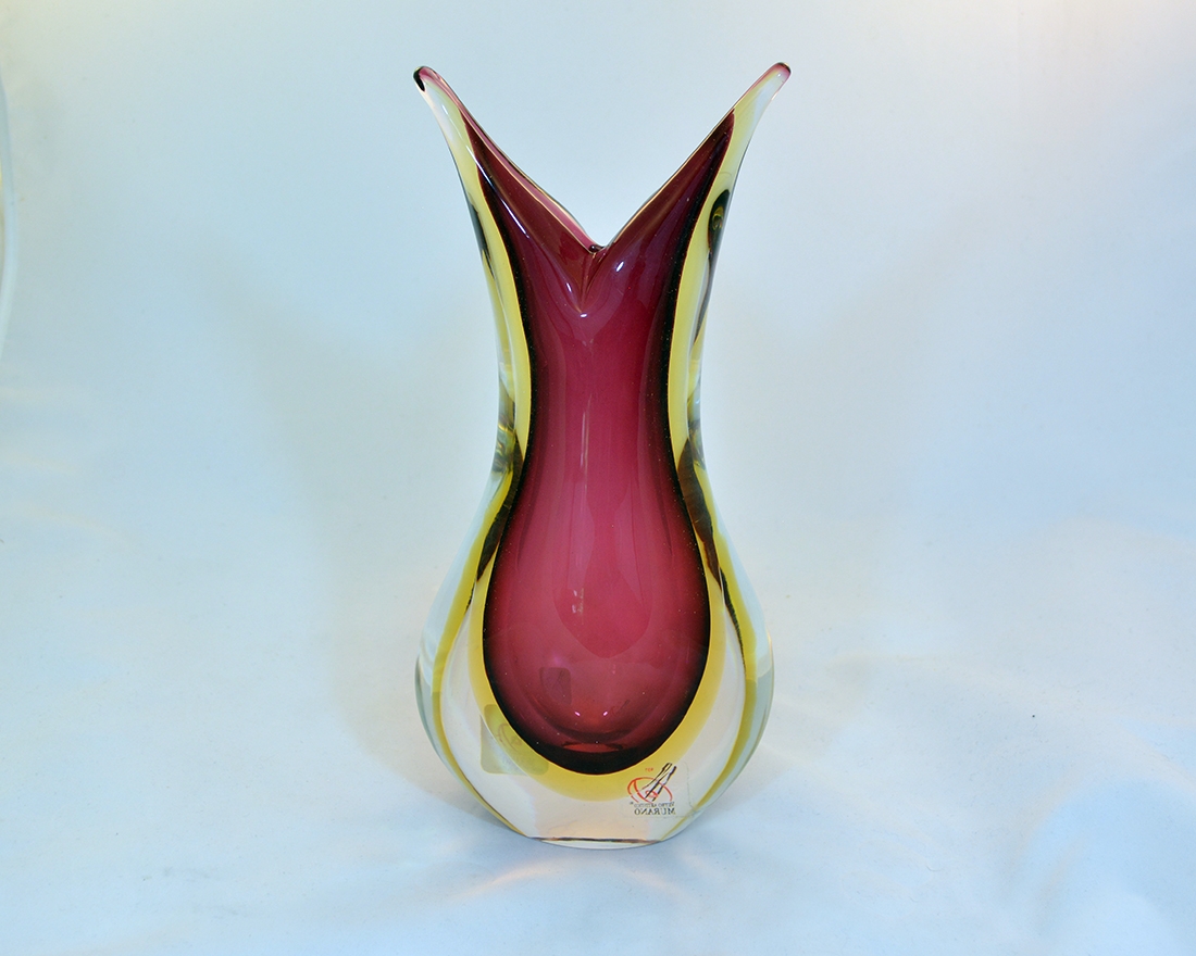 Murano Glass Sommerso Vase Ruby and Amber