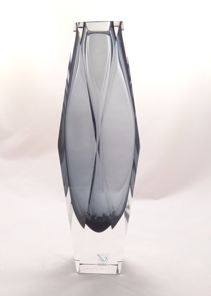 Smoky gray edgy Murano Glass Vase