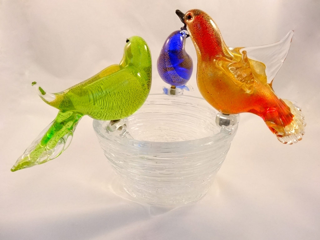 Murano Glass Birds on the Nest