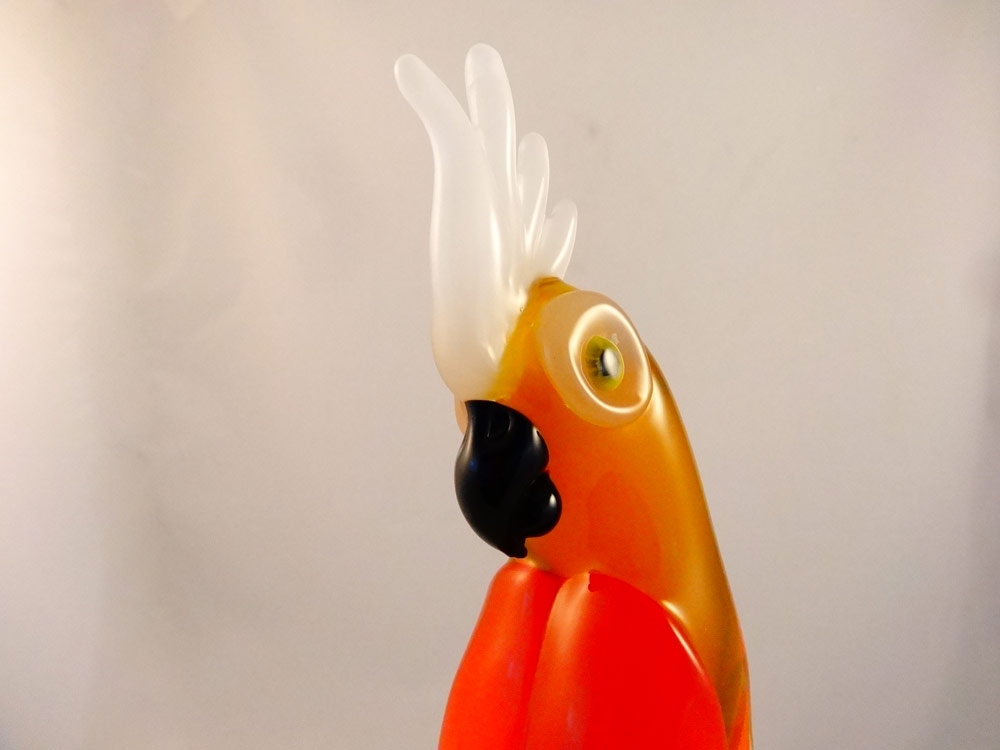 Zanetti Murano Glass Parrot Orange/ Yellow