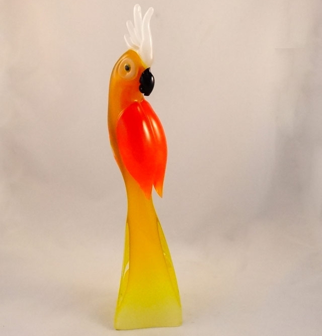 Zanetti Murano Glass Parrot Orange/ Yellow