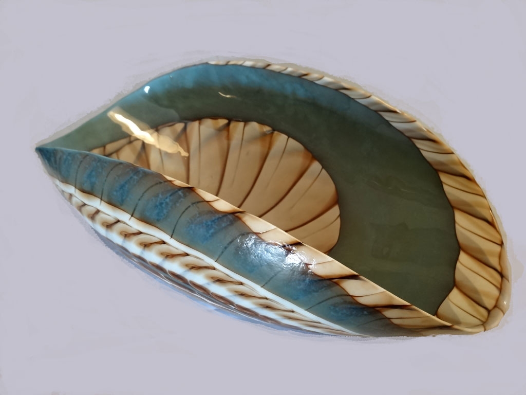 Murano glass mother of pearl and turquoise bowl