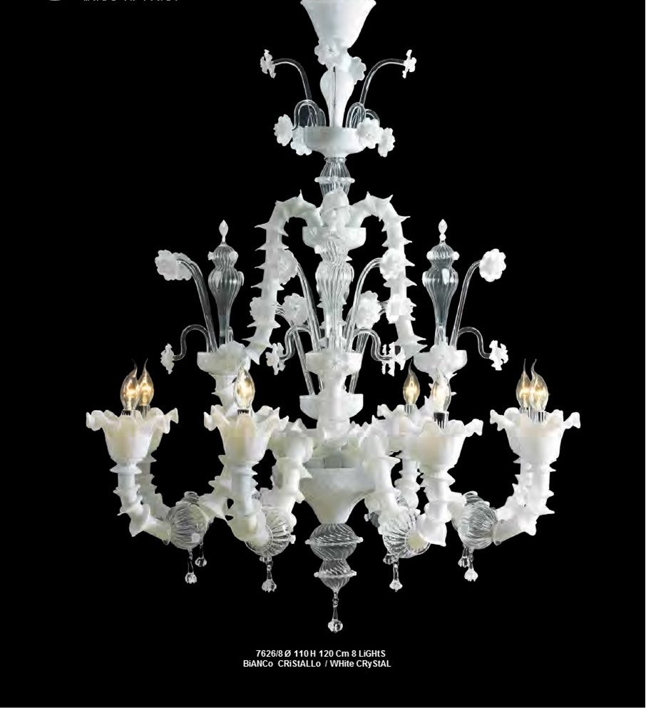 Murano Glass Chandelier White/Crystal