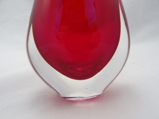 Murano Glass Vases  Cristallo and Red Large Murano Glass Carafe Decanter